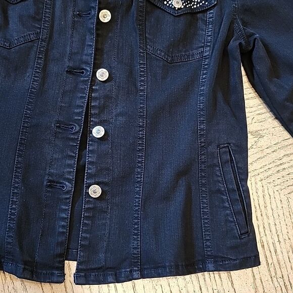 Black studded denim jacket size M dungarees - Picture 5 of 14